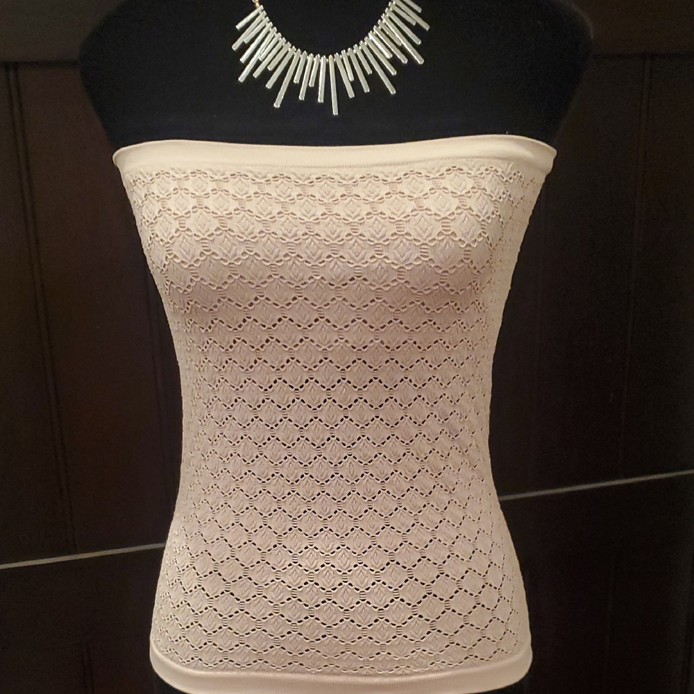 Free People Cream Fitted Strapless Camisole